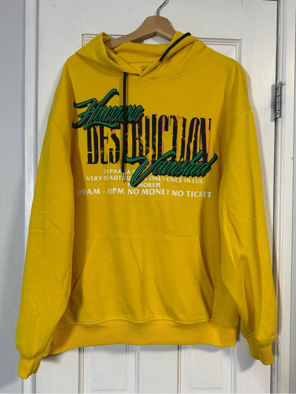 Men's Yellow Graphic Crewneck Hoodie Sweatshirt